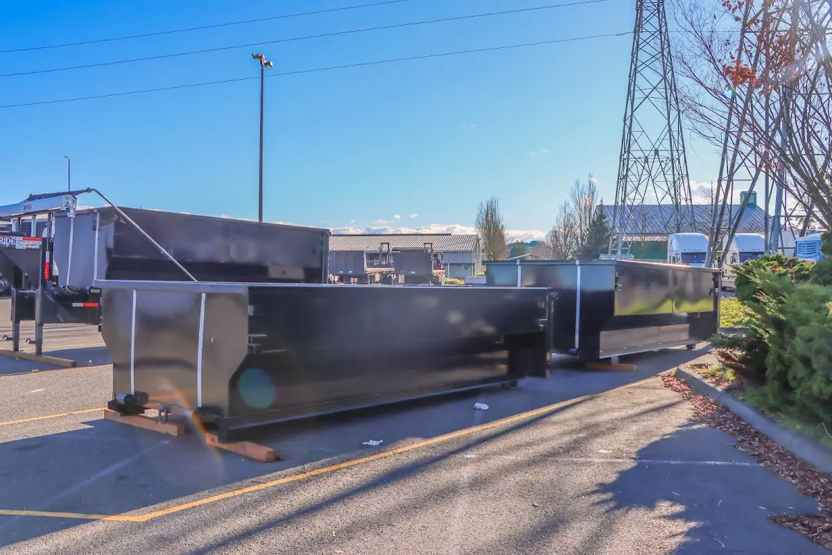 Roll-off dumpster ready for waste disposal at job site for Roll Off Dumpster Rental in Marianna